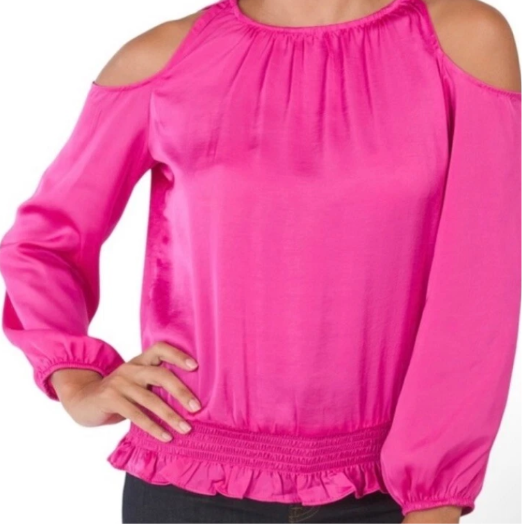 1. STATE Women’s Cold Shoulder Satin Pullover Top Color & Size Vary