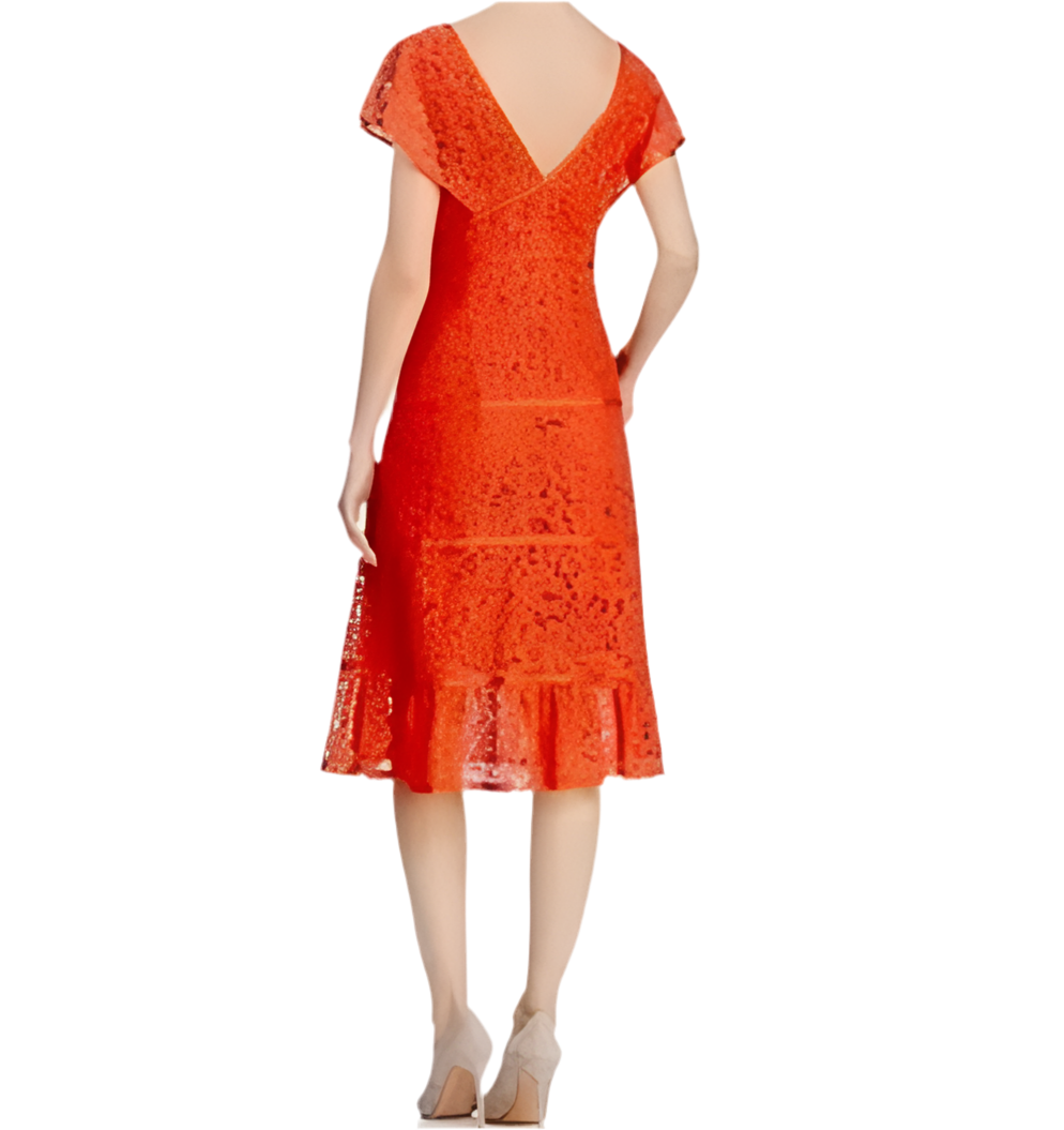 Nanette Lepore Women’s Lace Midi Dress Burnt Orange Red Size 10 NWT