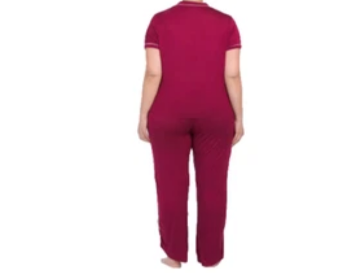 Bebe Women’s 2pc Short Sleeve Top Wide Leg Pants Sleepwear Plum Size 1X NWT