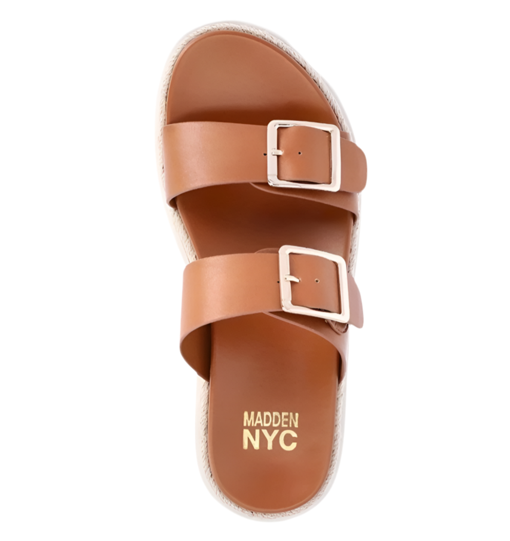 Madden NYC Women’s Double Buckle Platform Sandals Brown Size 8.5