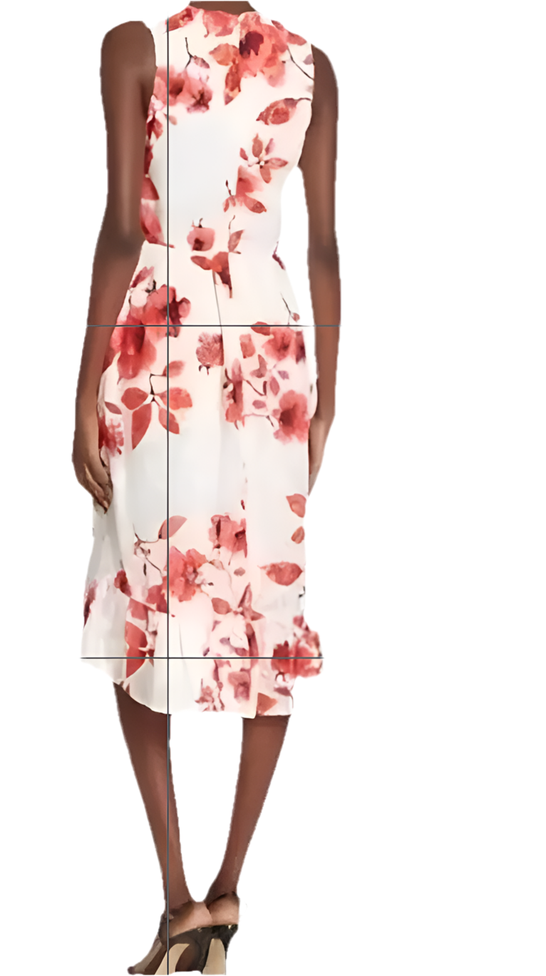ECI Women’s Hi-low Dress Floral Red White Size 8 NWT