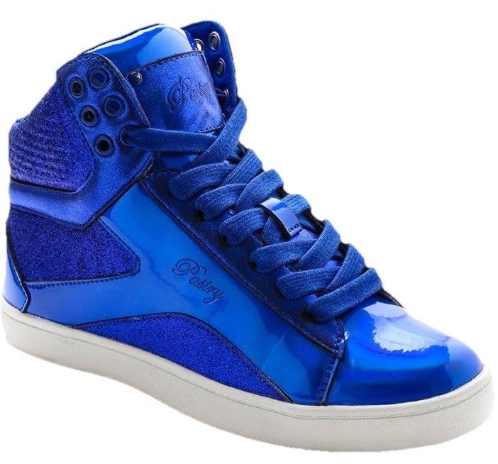 Pastry Women's High-top Glitter Lace up Sneakers Blue Size 5.5