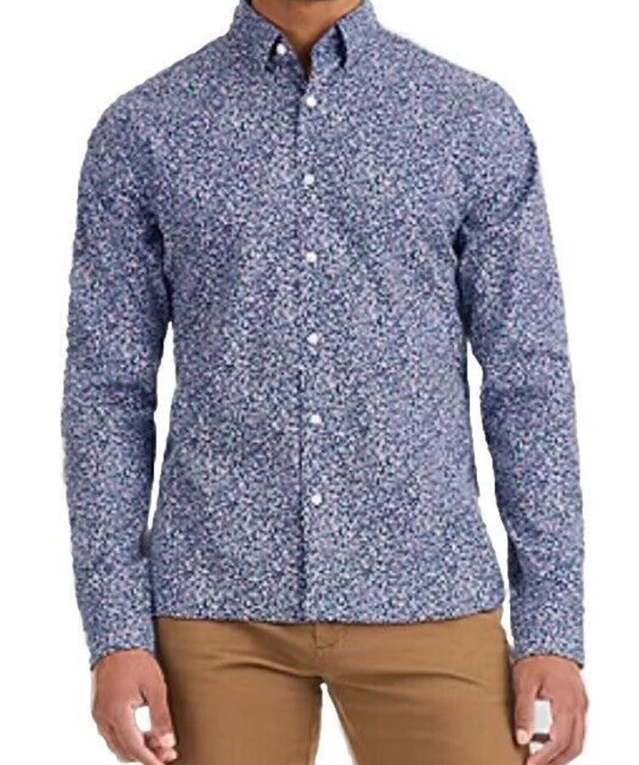 Van Heusen Men's Classic Stain Shield Long Sleeve Dress Shirt Blue Large NWT