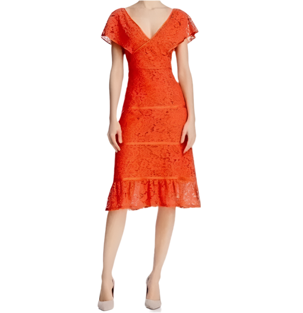 Nanette Lepore Women’s Lace Midi Dress Burnt Orange Red Size 10 NWT