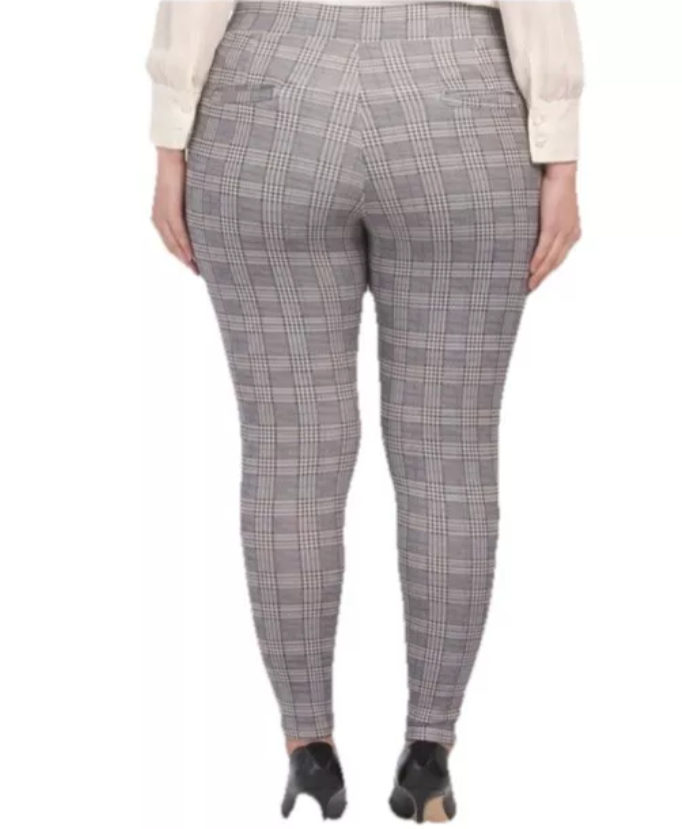 Maze Women’s Plus Pillar Slimming Skinny Leg Pants Plaid Brown Size 3XLarge