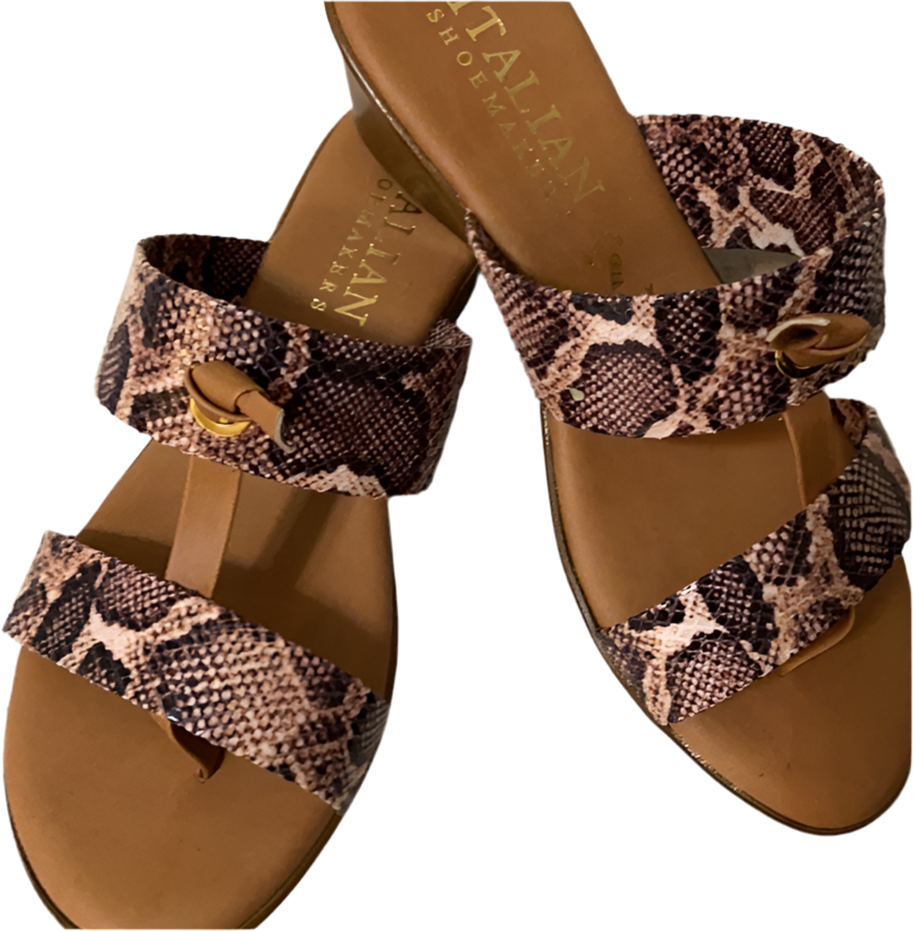 Italian Shoemakers Women’s Double Strap Sandals Snake Print Size 7.5