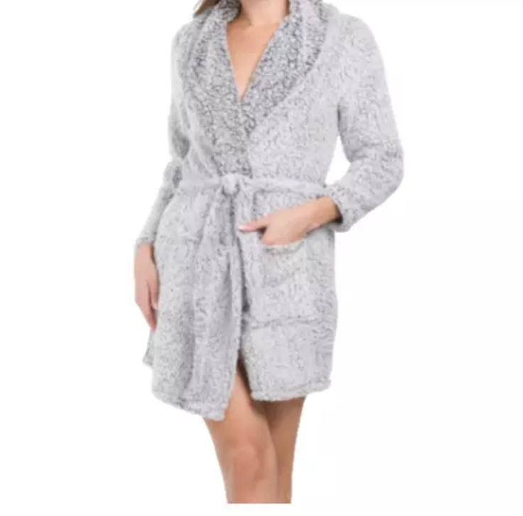 Kit Kat Women's Cozy Two Tone Tie Closure Teddy Bathrobe Large color vary NWT