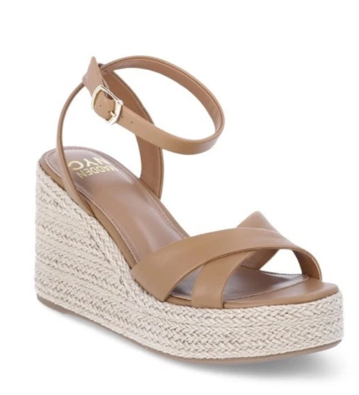 Madden NYC Women’s Strappy Wedge Sandals Beige Size 8.5
