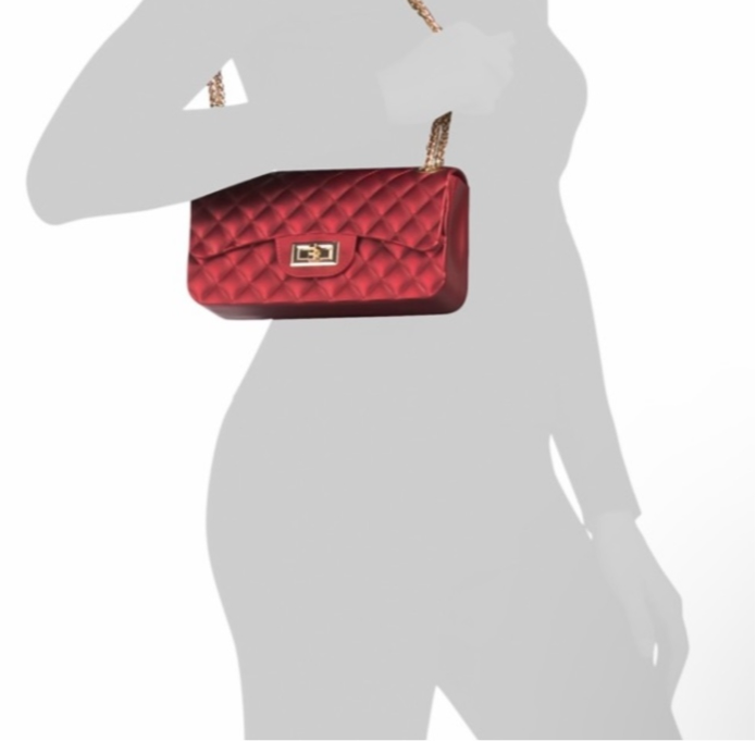 Most Wanted Quilted Design Jelly Crossbody Bag Wine NWT