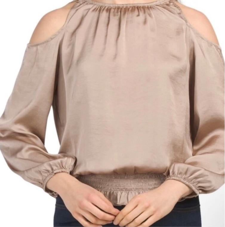 1. STATE Women’s Cold Shoulder Satin Pullover Top Color & Size Vary