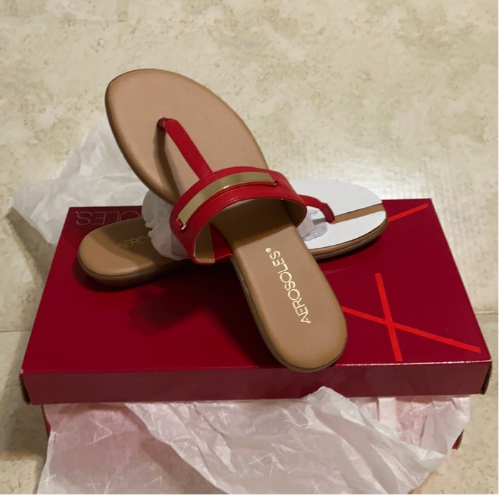 Aerosoles Women's Comfort Thong Sandals Red Size 6.5