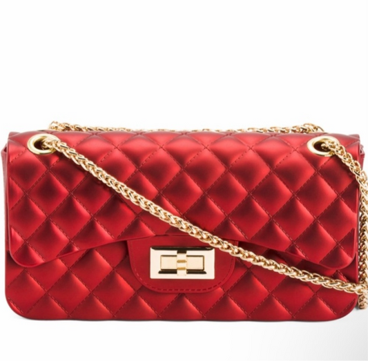 Most Wanted Quilted Design Jelly Crossbody Bag Wine NWT