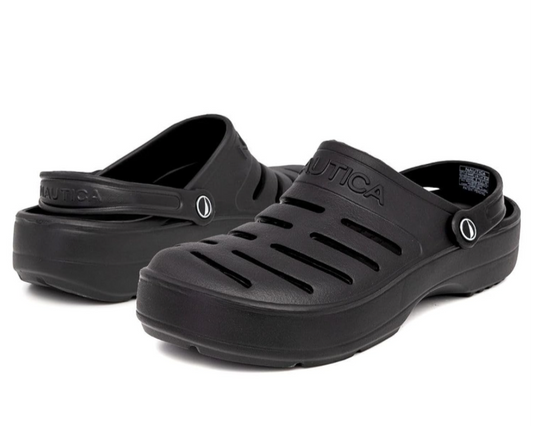 Nautica Women’s Athletic Sports Clogs Slip-On Adjustable Back Strap Size Vary Black