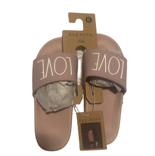 Rae Dunn Women’s “LOVE" Slides Mauve/Pink Size 8