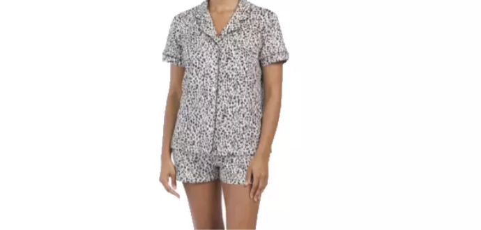 Nicole Miller Women’s 2pc Animal Print Shorts Pajamas BlackWhite Size Medium NWT
