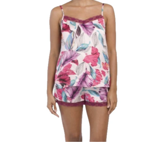 Cynthia Rowley Women’s Floral Satin Cami Shorts Lounge Set Lilac Size Vary NWT