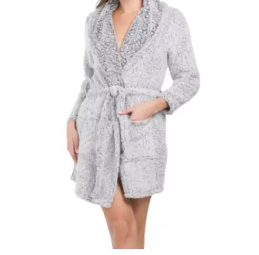 Kit Kat Women's Cozy Two Tone Tie Closure Teddy Bathrobe Large color vary NWT