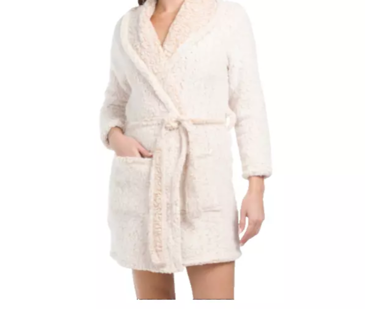 Kit Kat Women's Cozy Two Tone Tie Closure Teddy Bathrobe Large color vary NWT