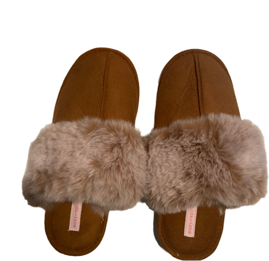 Easy Spirit Women’s Faux Fur Slippers Chestnut Size Large 8/9