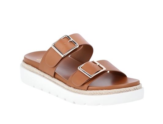 Madden NYC Women’s Double Buckle Platform Sandals Brown Size 8.5