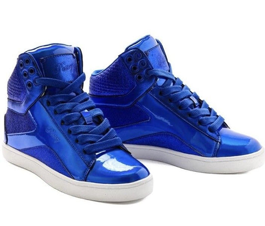 Pastry Women's High-top Glitter Lace up Sneakers Blue Size 5.5