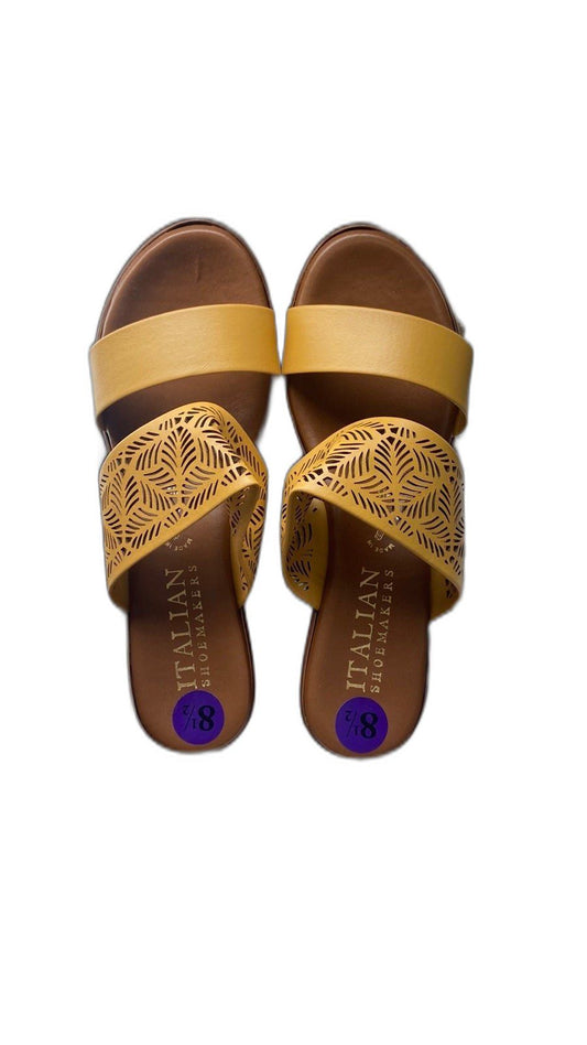Italian Shoemakers Double Strap Sandal Wedges Mustard Size 8.5