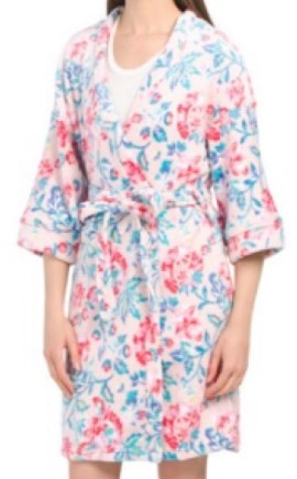 ARTOLOGY Women’s Floral Belted Robe. Pink