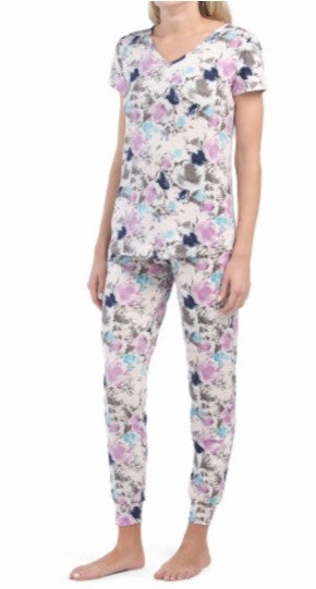 CATHERINE MALANDRINO Women’s V-neck Jogger Pajamas Set. Color Variation
